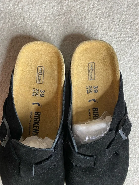 Birkenstock Boston soft footbed Black Suede Boston Clogs New - Picture 4 of 9